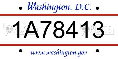 1A78413 District Of Columbia License Plate