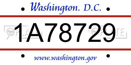 1A78729 District Of Columbia License Plate