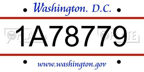 1A78779 District Of Columbia License Plate
