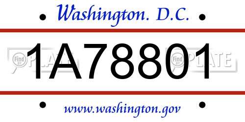 1A78801 District Of Columbia License Plate