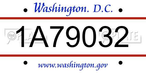 1A79032 District Of Columbia License Plate