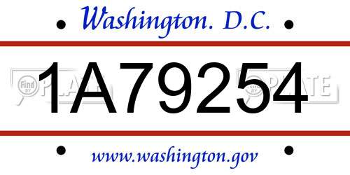 1A79254 District Of Columbia License Plate