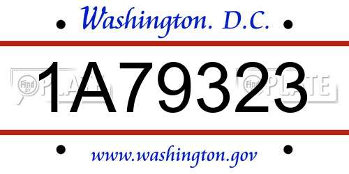 1A79323 District Of Columbia License Plate