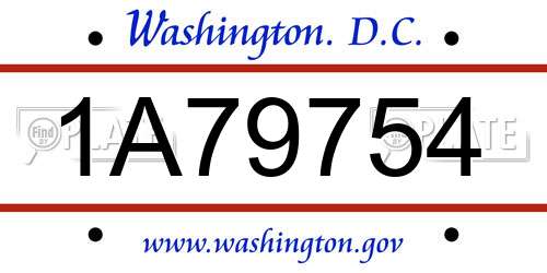 1A79754 District Of Columbia License Plate