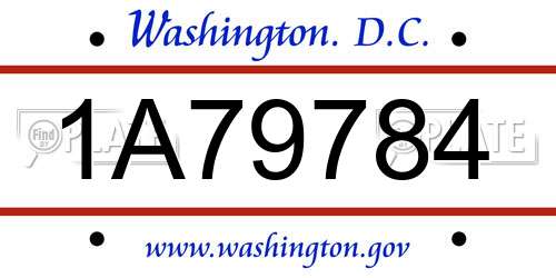 1A79784 District Of Columbia License Plate