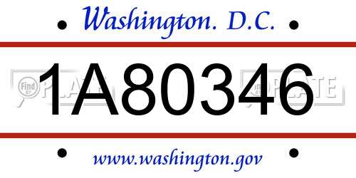 1A80346 District Of Columbia License Plate