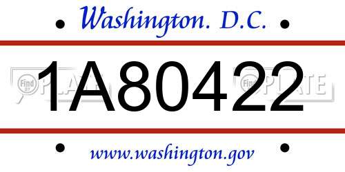 1A80422 District Of Columbia License Plate