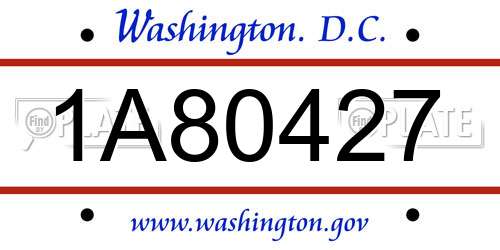 1A80427 District Of Columbia License Plate