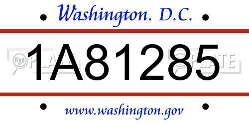 1A81285 District Of Columbia License Plate