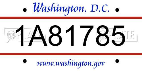 1A81785 District Of Columbia License Plate