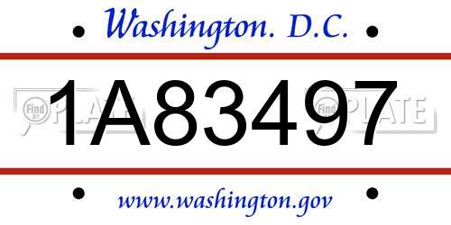 1A83497 District Of Columbia License Plate