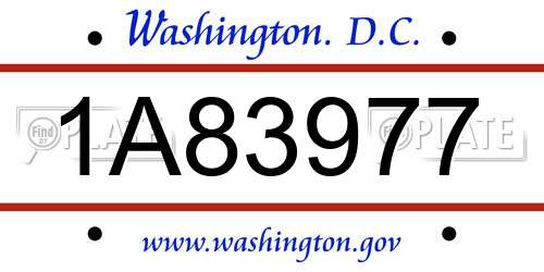 1A83977 District Of Columbia License Plate