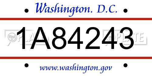 1A84243 District Of Columbia License Plate