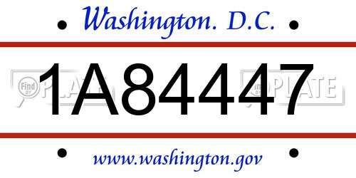 1A84447 District Of Columbia License Plate