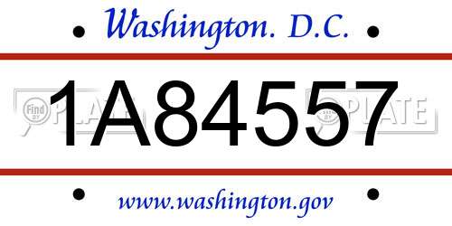 1A84557 District Of Columbia License Plate