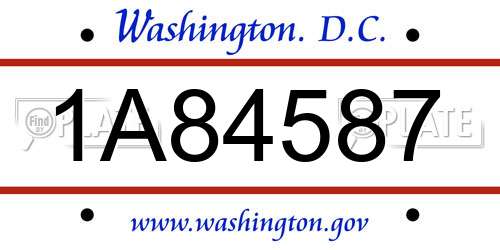1A84587 District Of Columbia License Plate