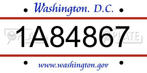 1A84867 District Of Columbia License Plate