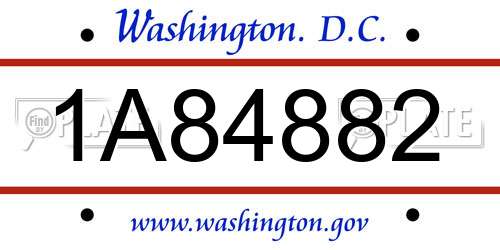 1A84882 District Of Columbia License Plate