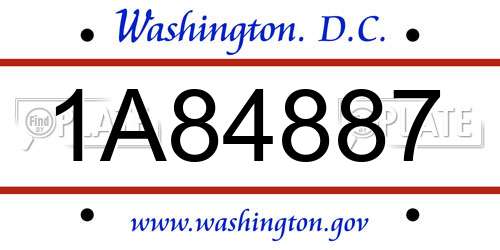 1A84887 District Of Columbia License Plate