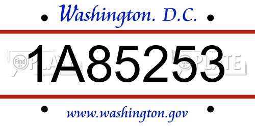 1A85253 District Of Columbia License Plate