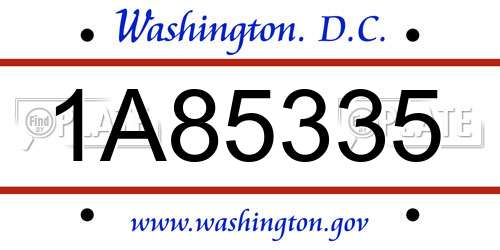 1A85335 District Of Columbia License Plate