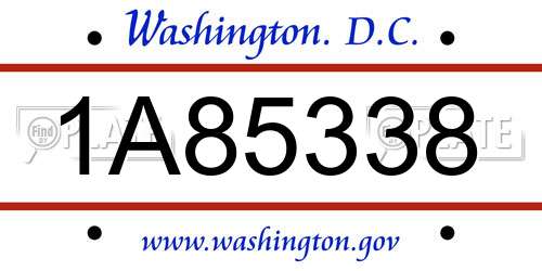 1A85338 District Of Columbia License Plate