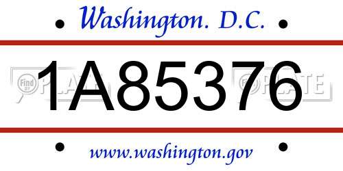 1A85376 District Of Columbia License Plate