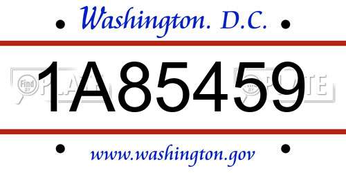 1A85459 District Of Columbia License Plate