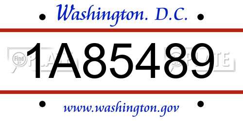 1A85489 District Of Columbia License Plate