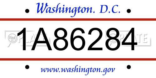 1A86284 District Of Columbia License Plate
