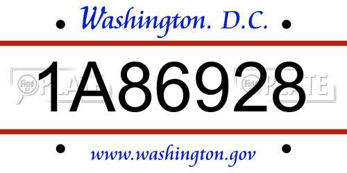 1A86928 District Of Columbia License Plate