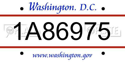 1A86975 District Of Columbia License Plate