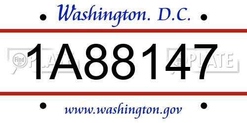 1A88147 District Of Columbia License Plate