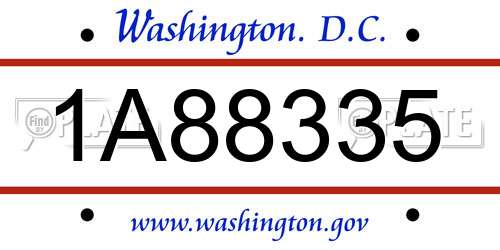 1A88335 District Of Columbia License Plate