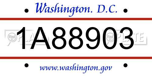 1A88903 District Of Columbia License Plate