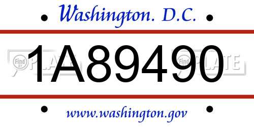 1A89490 District Of Columbia License Plate