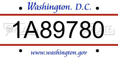 1A89780 District Of Columbia License Plate
