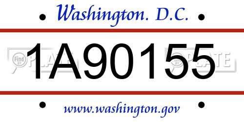 1A90155 District Of Columbia License Plate