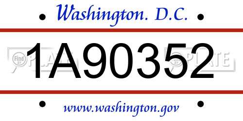 1A90352 District Of Columbia License Plate