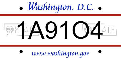 1A91O4 District Of Columbia License Plate