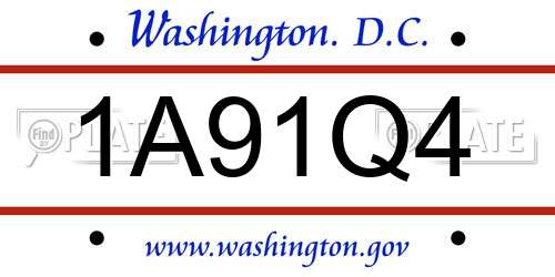 1A91Q4 District Of Columbia License Plate