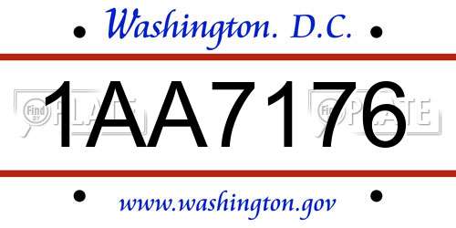 1AA7176 District Of Columbia License Plate
