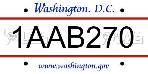 1AAB270 District Of Columbia License Plate