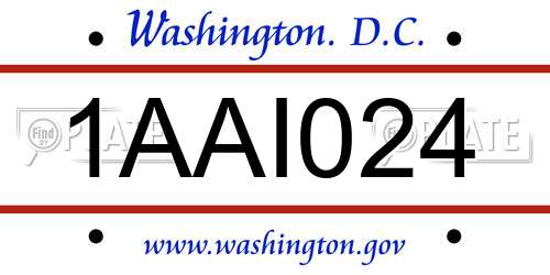 1AAI024 District Of Columbia License Plate
