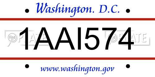 1AAI574 District Of Columbia License Plate