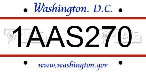 1AAS270 District Of Columbia License Plate