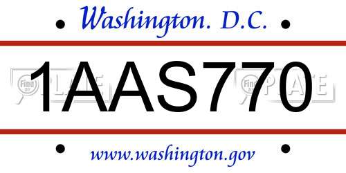 1AAS770 District Of Columbia License Plate