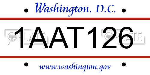 1AAT126 District Of Columbia License Plate