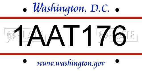 1AAT176 District Of Columbia License Plate