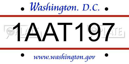 1AAT197 District Of Columbia License Plate
